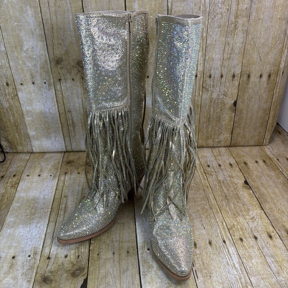Forever Cowgirl Boots Womens 7-1/2 Sequin Fringe Sparkle Concert Party Costume